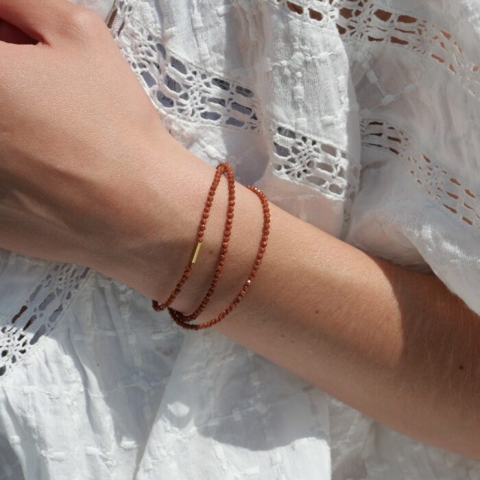 bracelet femme en pierres naturelles terracotta