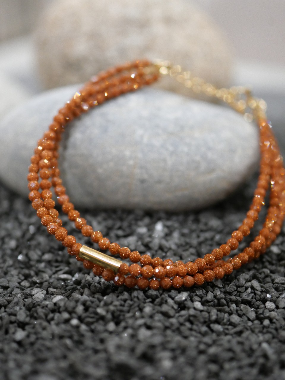 Bracelet Diane gold 3 bracelet femme en pierres naturelles et plaqué or 3 microns