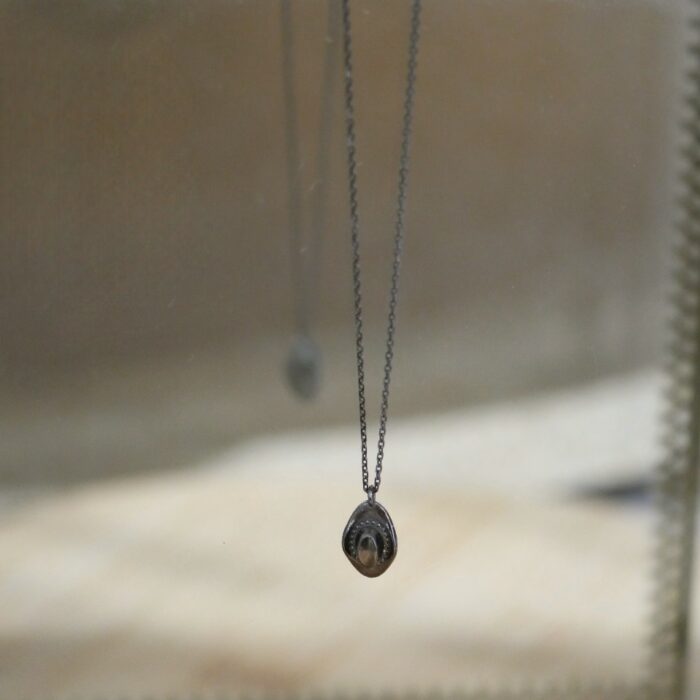 Collier en argent massif rhodié noir, tendance western