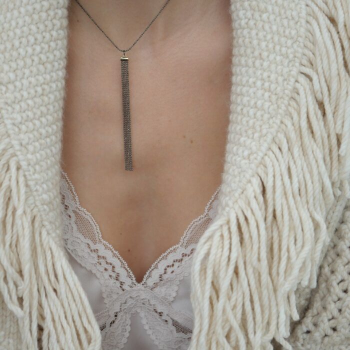 collier femme chic en argent 925 rhodié noir