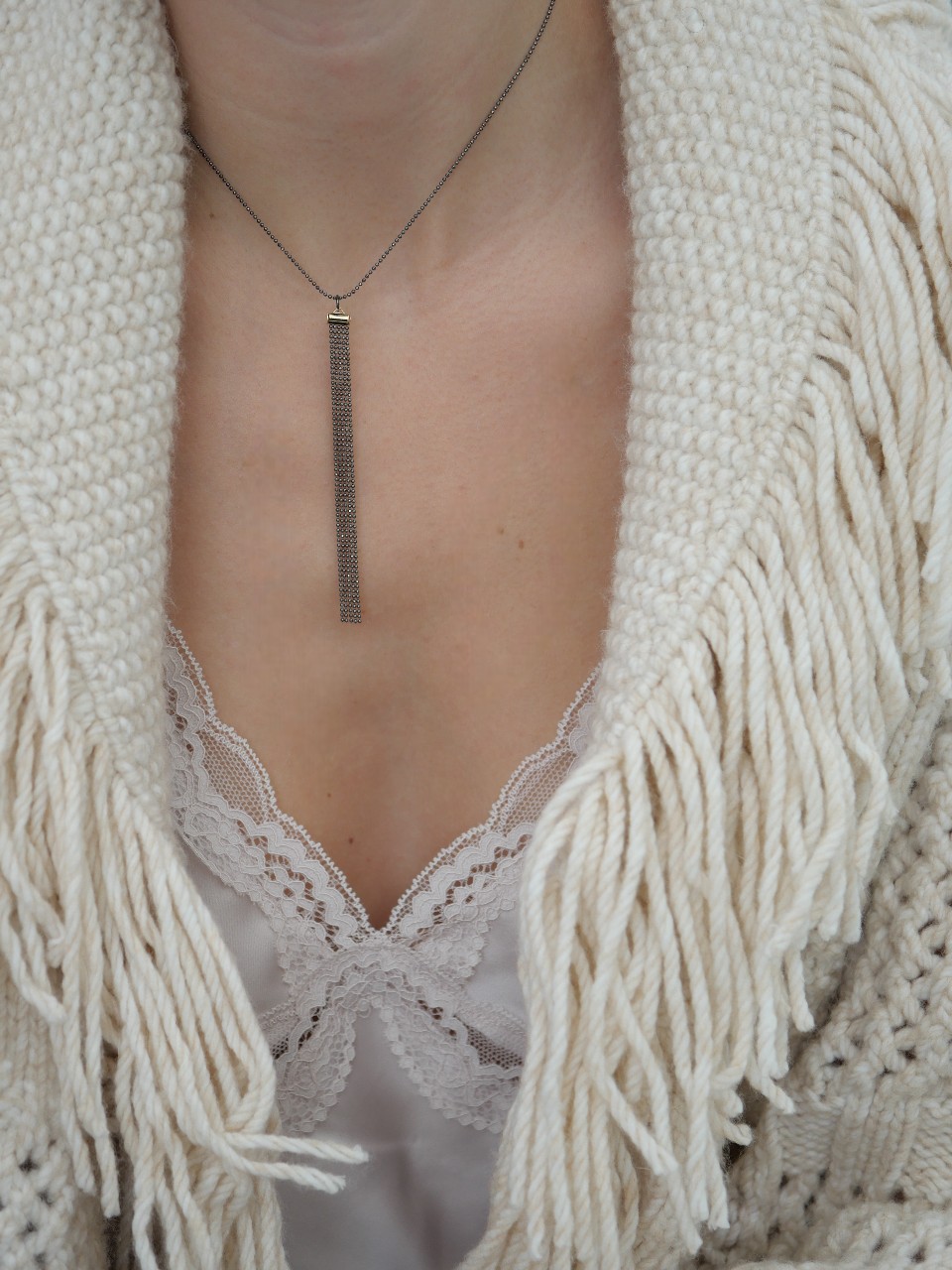 collier femme chic en argent 925 rhodié noir