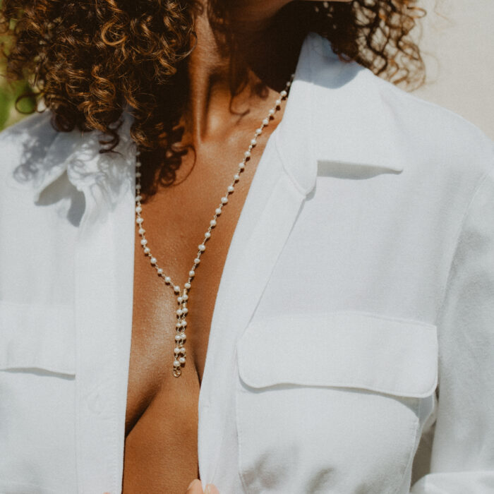Collier long femme en argent 925 et perle de culture