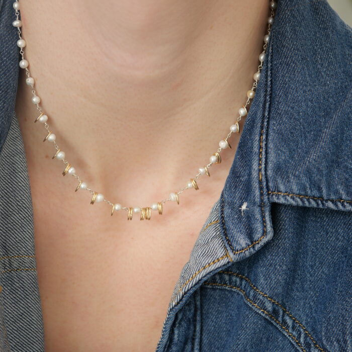 collier femme ras de cou en argent 925 et perle de culture