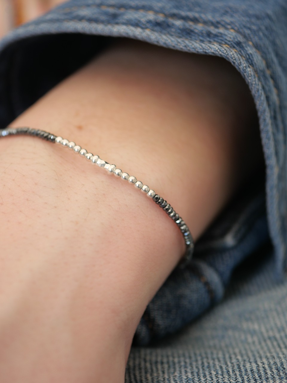 bracelet en argent 925 et pierres naturelles fin