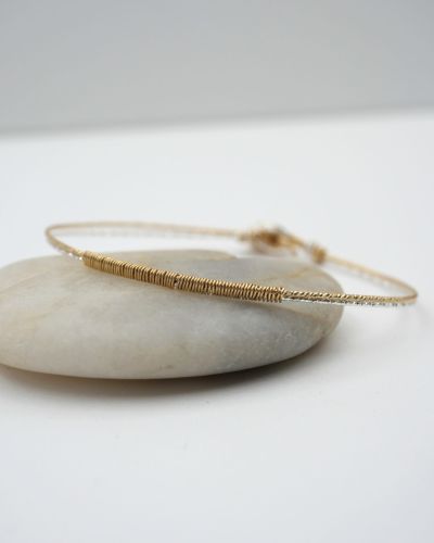 Joncs Sabrina en argent 925 et or laminé avec fils diamantés, bijoux fins faits main, mix argent doré