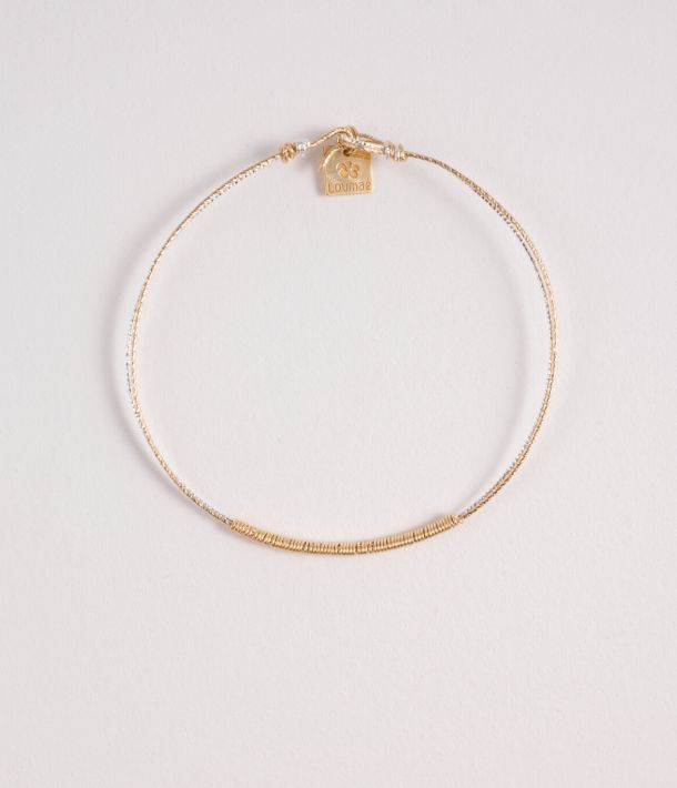 Joncs Sabrina en argent 925 et or laminé avec fils diamantés, bijoux fins faits main, mix argent doré