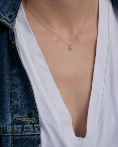 collier fin en gold filled et pierres naturelles