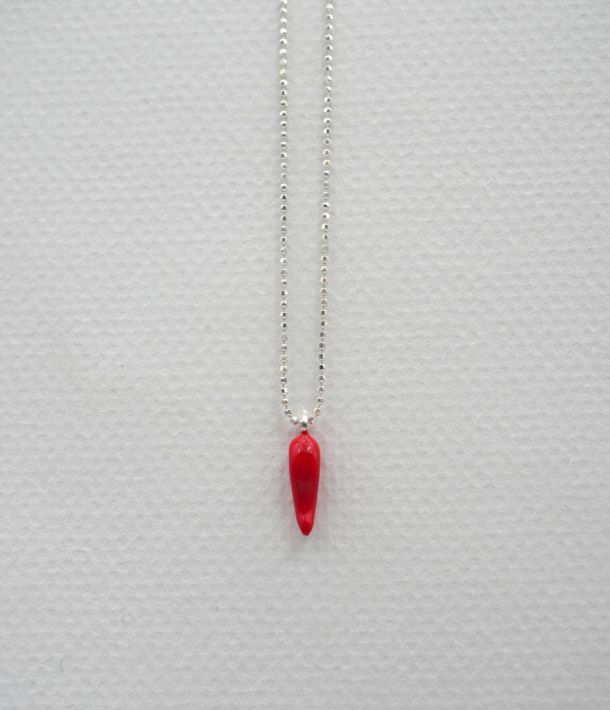 Collier Bliss en argent 925 avec fine chaîne et pendentif piment rouge émaillé