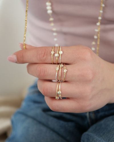 Bague pearl fine femme ajustable