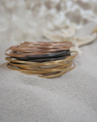 bracelet jonc fin femme 3 doré, rose, noir