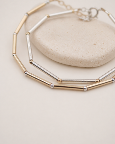 Bracelet Nova bicolore en or laminé et argent 925 – Loumaé Bijoux