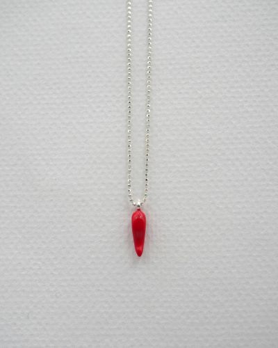 Collier Bliss en argent 925 avec fine chaîne et pendentif piment rouge émaillé