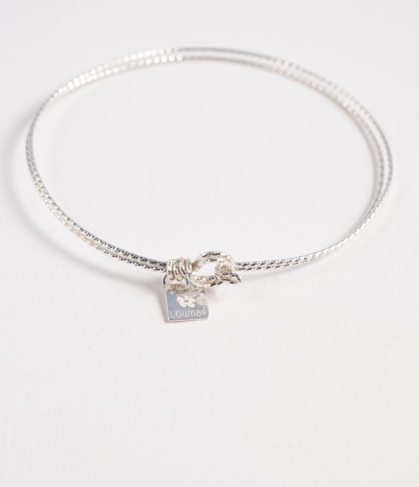 Bracelet jonc Mia en fil diamanté argent 925, bijou fin fait main Loumaé Bijoux