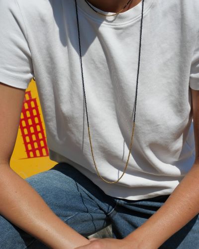 sautoir fin femme en pierres bleues