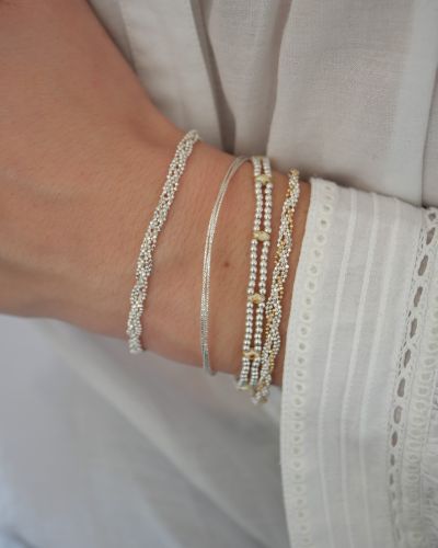 Bracelet double rang en argent massif