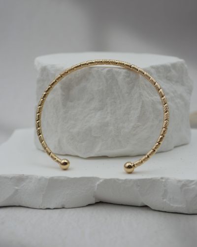 Bracelet jonc texturé femme ajustable plaqué or 3 microns