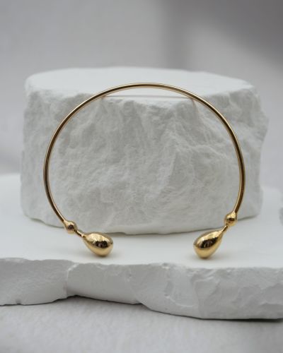 Bracelet jonc fin femme plaqué or 3 microns