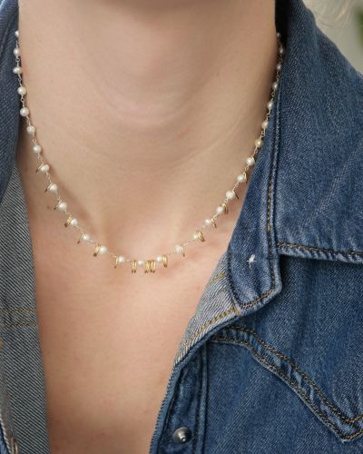 Bague Pearl 27 collier femme ras de cou en argent 925 et perle de culture