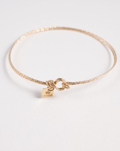 Bracelet jonc Mia en fil diamanté or laminé et argent 925, bijou fin fait main Loumaé Bijoux