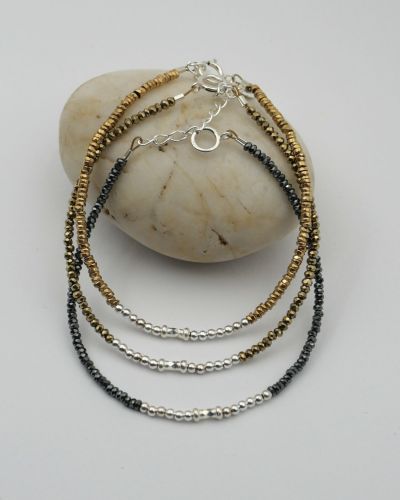 Bracelet fin en pierres naturelles et argent 925