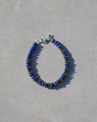 Bracelet pour homme en pierres naturelles et perles en argent massif